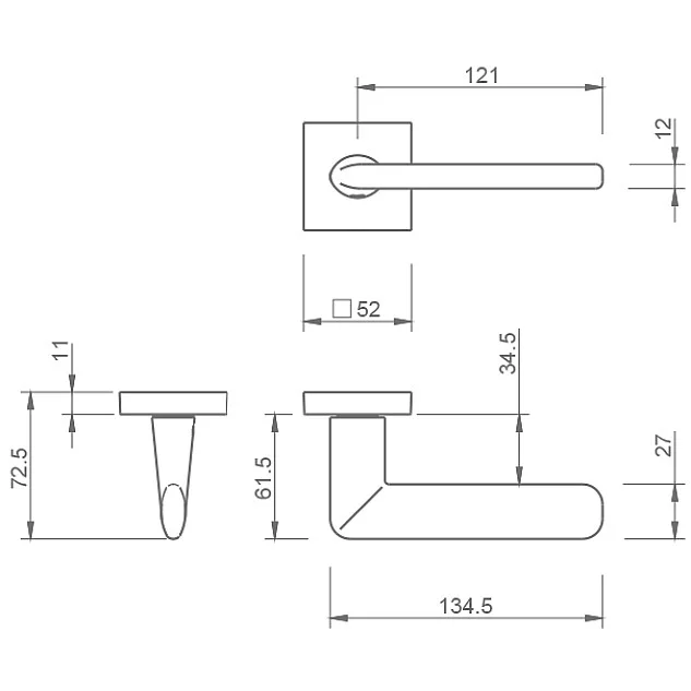 Klika TI-ELIPTICA-HR 3098Q 5S (Černá mat) - úzká rozeta 6 mm