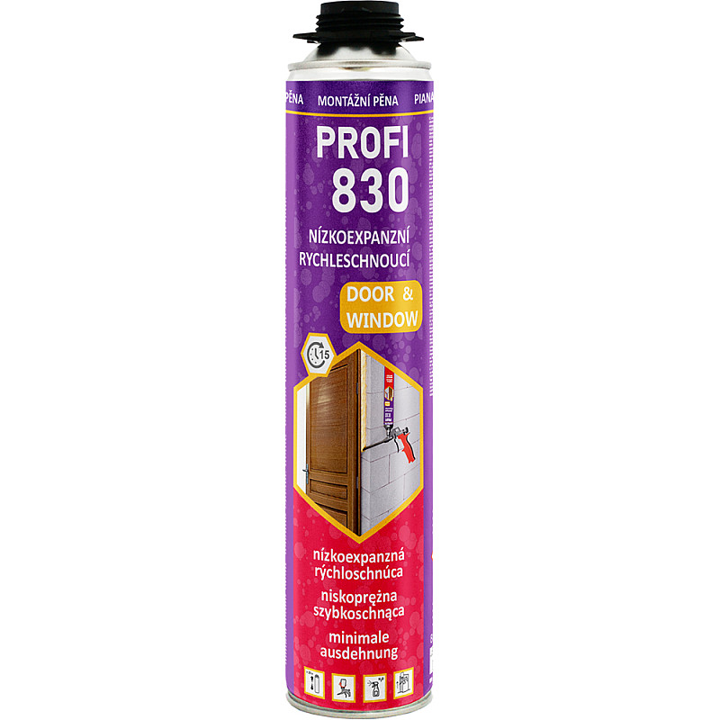Pistolová montážní pěna PROFI 830 nízkoexpanzní Pistolová montážní pěna PROFI 830 nízkoexpanzní